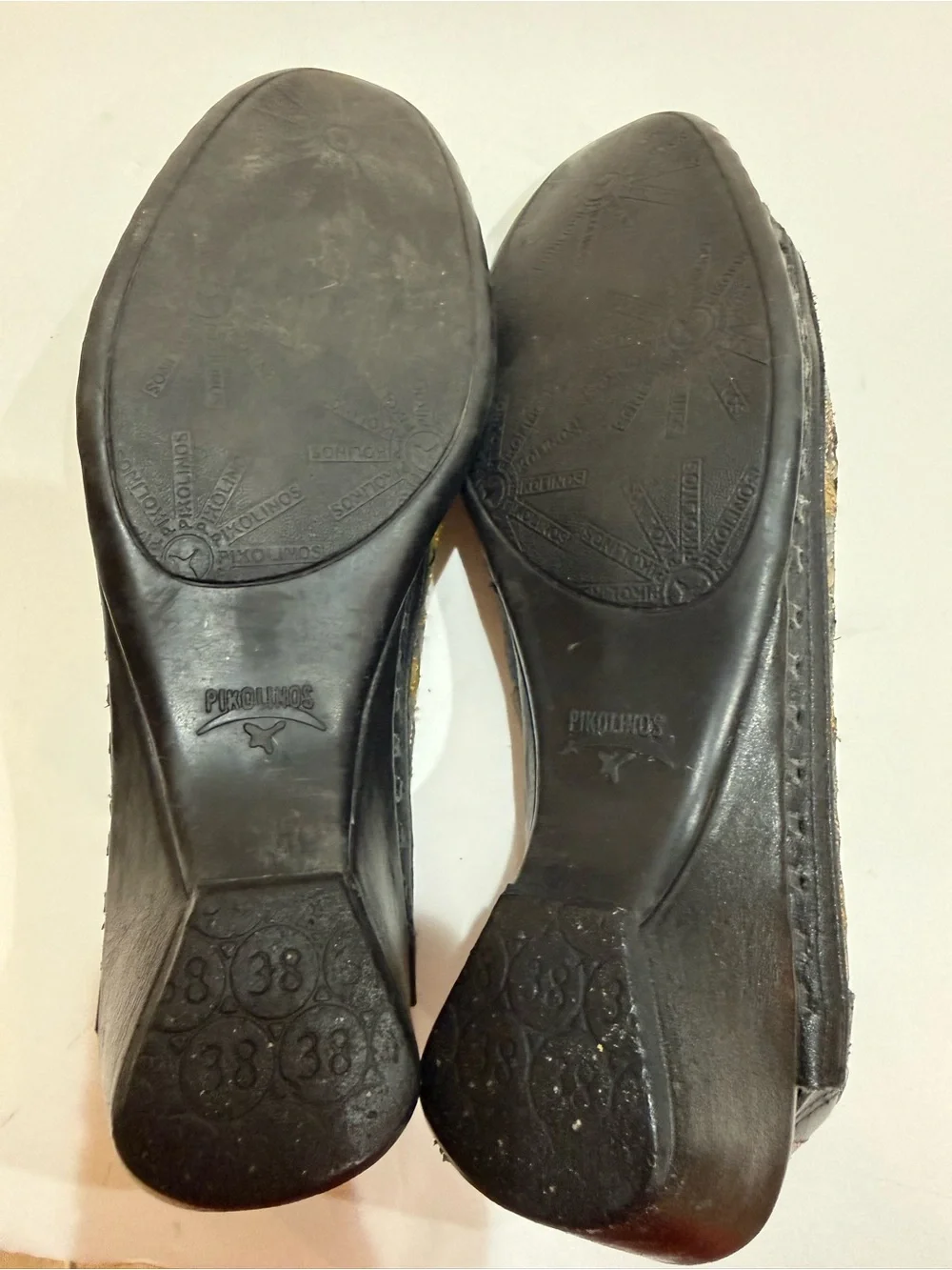 Pikolinos Perforated Leather Mules Women 38 (7.5) 2 In Heel Elastic Back Strap - Picture 9 of 11